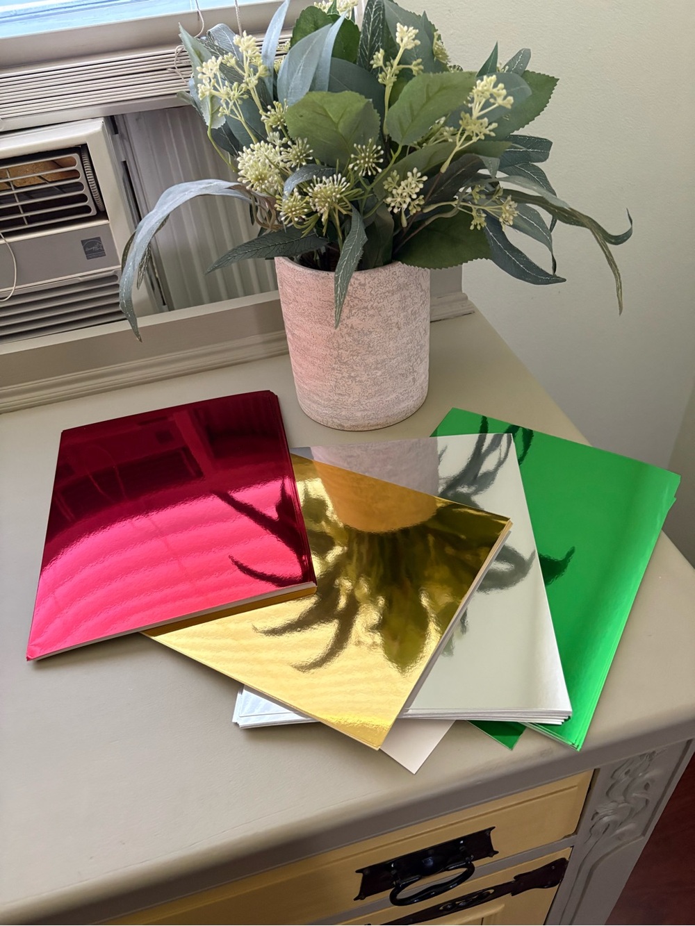 Reflective Metallic Craft Sheets - Red, Gold, Silver, Green